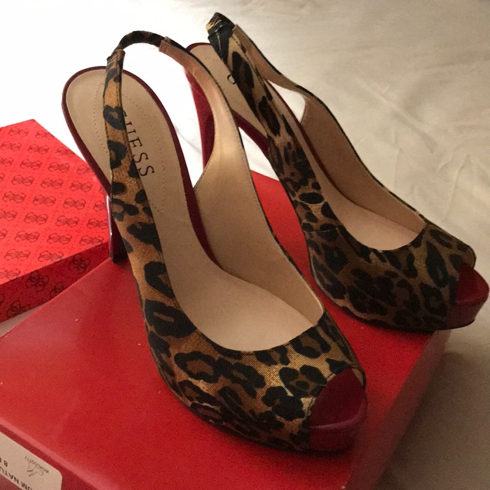 BNWOT- Guess Animal Print with red bottoms